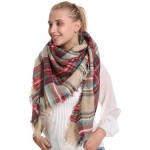 2021 Newest Design Fashionable Women Plaid Oversized Blanket Scarf With Tassel for Fall Winter