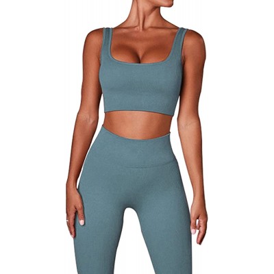 Workout Outfits For Women 2 Piece Seamless High Waist Leggings Sports Bra Set Yoga Active Wear Outfit