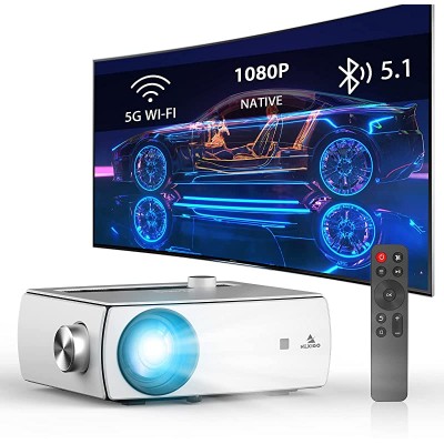 NexiGo Native 1080P WiFi Projector with Dolby_Sound Support, Bluetooth 5.1 , [220ANSI - Over 7500 Lux Brightness], Remote, Compatible with Phone, Computer, HDMI, USB, AV Interfaces
