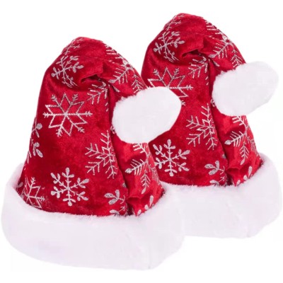 Christmas Santa Hat Snowflakes Santa Hat Luxury Plush Hat for Christmas Costume, Christmas Party Supplies