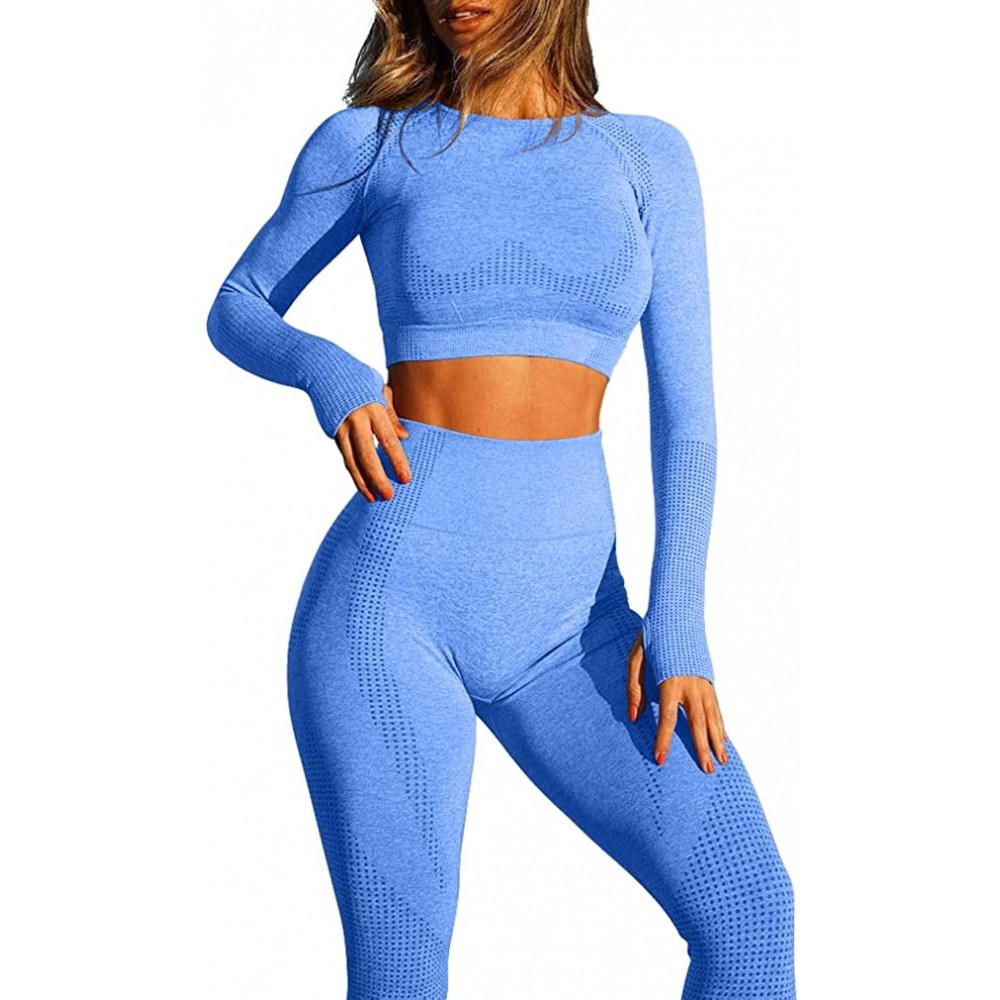 OQQ Workout Outfits for Women 2 Piece Seamless Ribbed High Waist