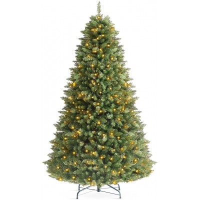 HEAO 7.5FT Christmas Tree, Pre-Lit Artificial Christmas Tree w/ 1700 Branch Tips/ 450 UL Light , Easy Assembly, Metal Hinges &amp; Foldable Base for Home, Office, Party Decoration