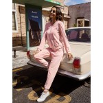 ADOME Sweatsuits Set Womens 2 Piece Sweatshirt &amp; Sweatpants Velour Full Zip Hoodie Tracksuits Sportswear with Pocket