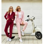 ADOME Sweatsuits Set Womens 2 Piece Sweatshirt &amp; Sweatpants Velour Full Zip Hoodie Tracksuits Sportswear with Pocket