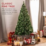 Best Choice Products 6ft Pre-Lit Premium Hinged Artificial Holiday Christmas Pine Tree for Home, Office, Party Decoration w/ 1,000 Branch Tips, 250 Lights, Metal Hinges &amp; Foldable Base