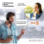 WUGEUSCH Wireless Headset With Microphone - Noise Canceling Headphones with Mic - On-Ear Earphones with USB Dongle for Office Work, Video Calling, Call Center - 32H Talk Time, Clear Audio Transmission