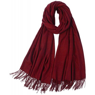 Women&#39;s Winter Scarf Cashmere Feel Pashmina Shawls and Wraps Blanket Scarves with Tassels (Burgundy)