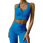 2-Piece Workout Sets Leggings Outfits - Womens Work Out Outfits Zip Up Tank Tops Gym Sets Active Wear Tummy Control