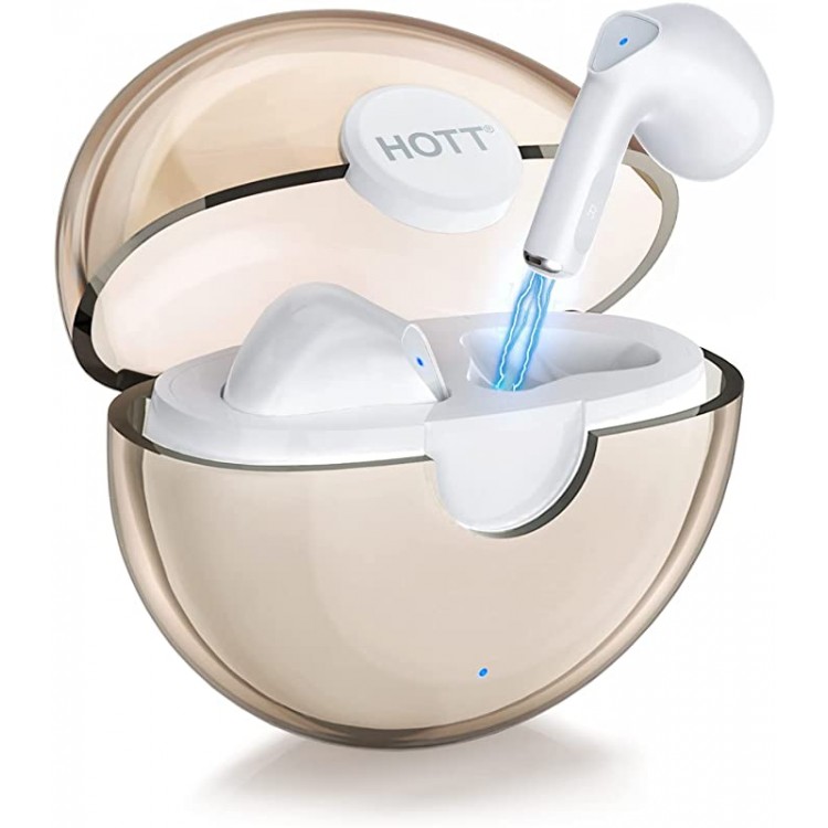 HOTT Wireless Earbuds Bluetooth Headphones Earphones with Microphone in Ear Headphones for Bluetooth Earbuds Touch Control with True Wireless Charging Case Waterproof White