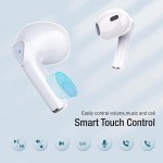 HOTT Wireless Earbuds Bluetooth Headphones Earphones with Microphone in Ear Headphones for Bluetooth Earbuds Touch Control with True Wireless Charging Case Waterproof White